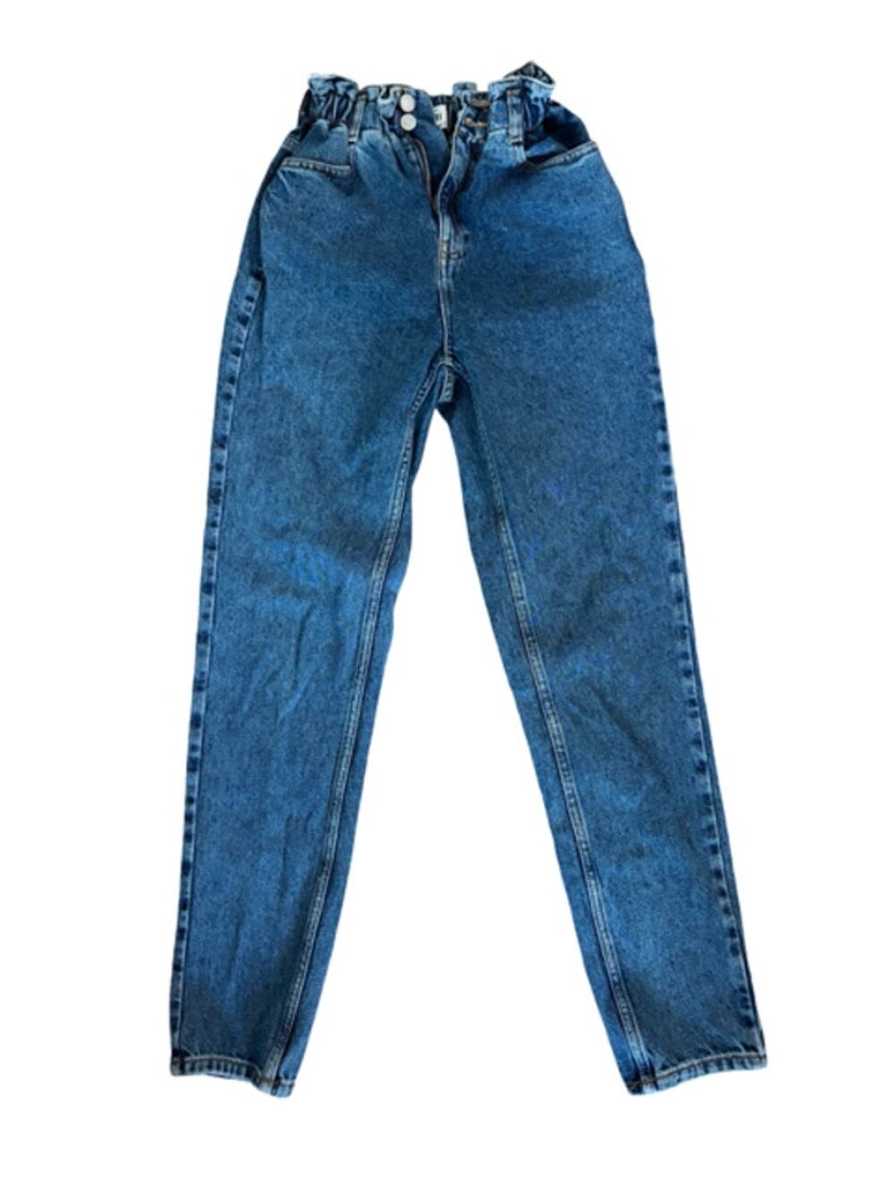 New Look Tori Mom Jeans Women's US 2 UK 6 EU 34 Paperbag Waist 100% Cotton Denim